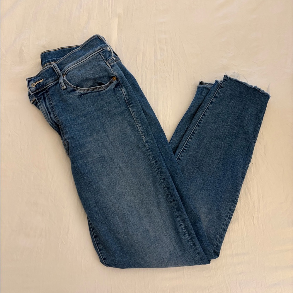 MOTHER Blue Ankle Cropped Jeans